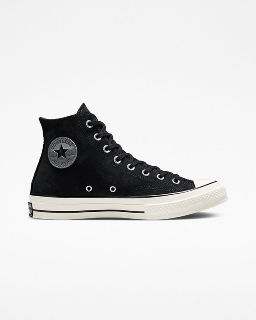 Zapatillas Altas Converse Chuck 70 Suede Hombre Negras | PE P8072W